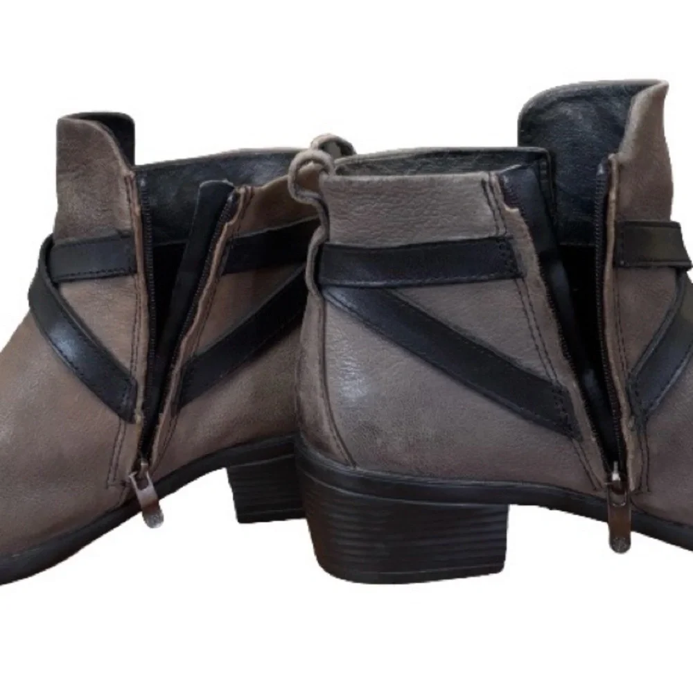 Bussola Antwerpen Alessia gray ankl boots WM US 7.5 EU 38 moto coastal